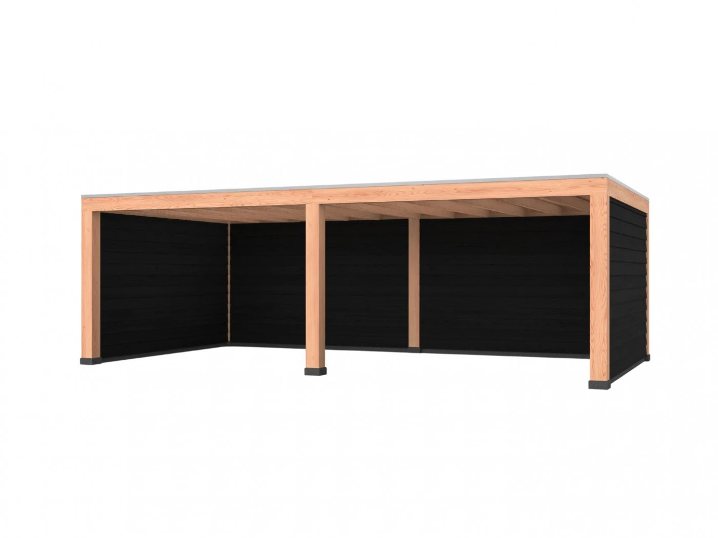 Douglas overkapping, 750 x 400, met achterwand en twee zijwanden, Westwood Modern Basic zwart - Afbeelding 1